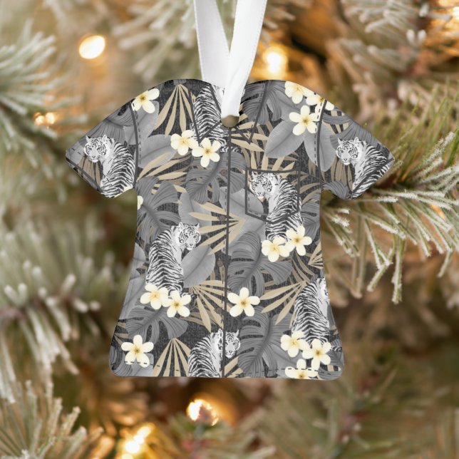 Tropisches Tiger Hawaiian Palm Jungle Aloha Shirt Ornament (Baum)