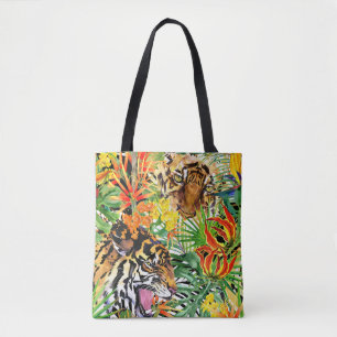 Tropisches Tiger-Watercolor-Dschungelmuster Tasche