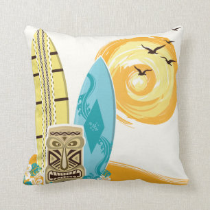 Tropisches Tiki Surfboard dekoratives Throw Kissen