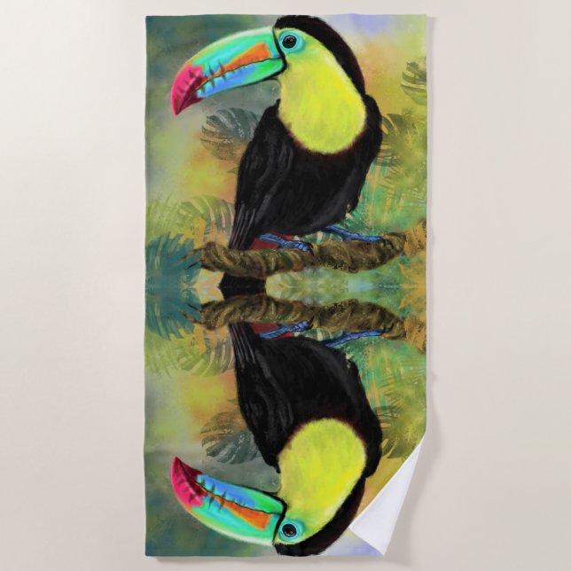 Tropisches Toco Toucan Beach Handtuch (Vorderseite)