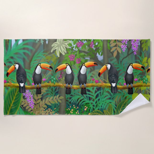 Tropisches Toco Toucan Vogel-Badetuch Strandtuch (Vorderseite)