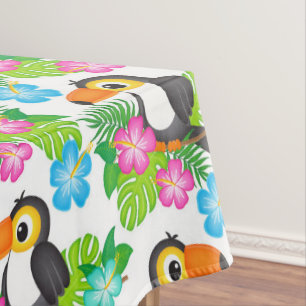 Tropisches Tukane-Blumen-Farbenfrohes Sommer-Muste Tischdecke