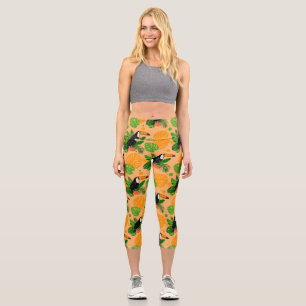 Tropisches Tukantu-Vogel-Nahtloses Muster Capri Leggings