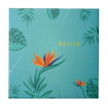 Tropisches Türkis Blau Grün Palm Monogramm Belize