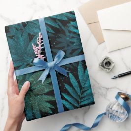 Tropisches Türkis Funkeln Blau Glitter Muster Geschenkpapier