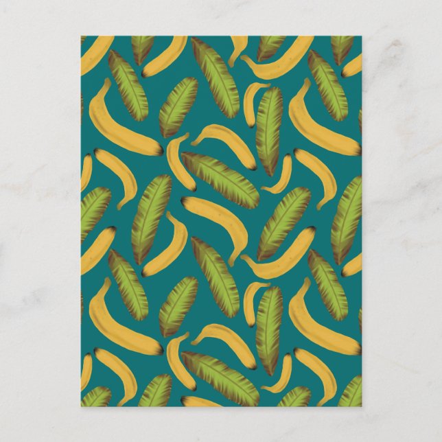 Tropisches türkisfarbenes Bananenmuster Postkarte (Vorderseite)