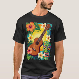 Tropisches Ukulele Tiki-Luau-Party-Vibes T-Shirt