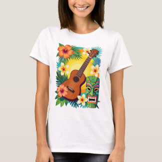 Tropisches Ukulele-Tiki-Luau-Party-Vibes-T-Shirt T-Shirt