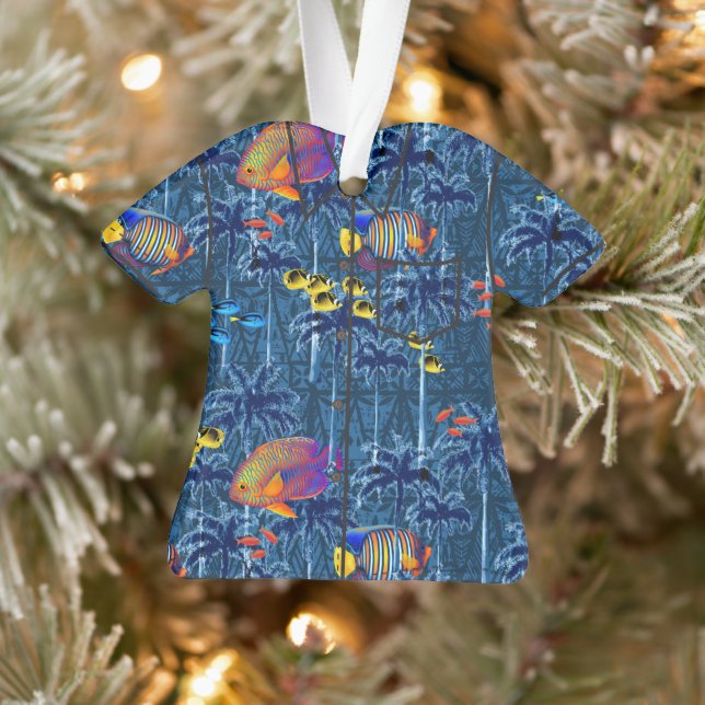 Tropisches Unterwassergarten Surreal Aloha Shirt Ornament (Baum)