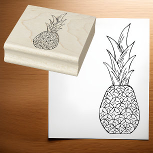 Tropisches Vergnügen Einfache Umriss-Ananas-Kunst Gummistempel