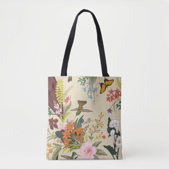 Tropisches Vintages Blumenband Tasche (Vorderseite)