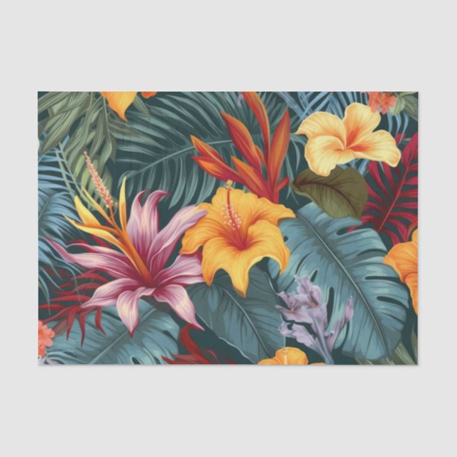 Tropisches Vintages Blumenzapier Seidenpapier (Vorderseite)