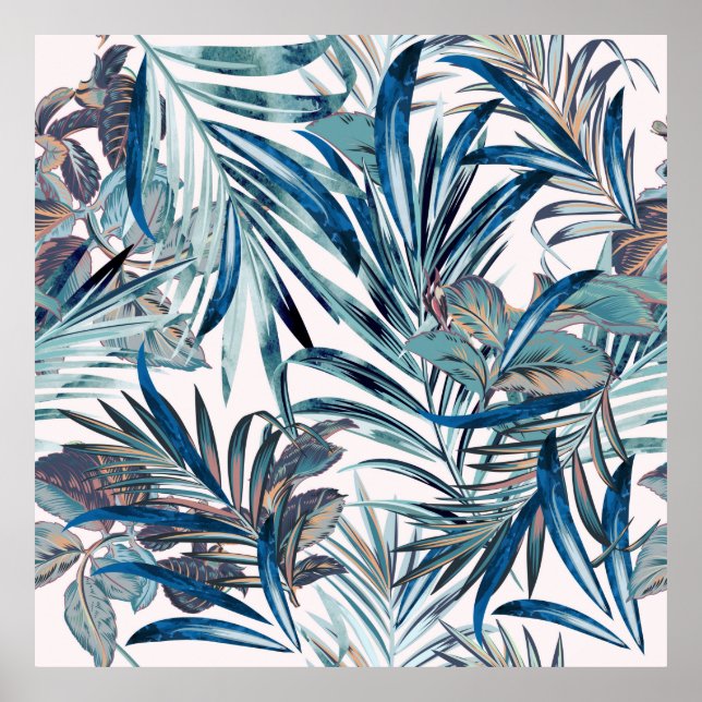 Tropisches, Vintages Muster mit Palme Poster (Vorne)