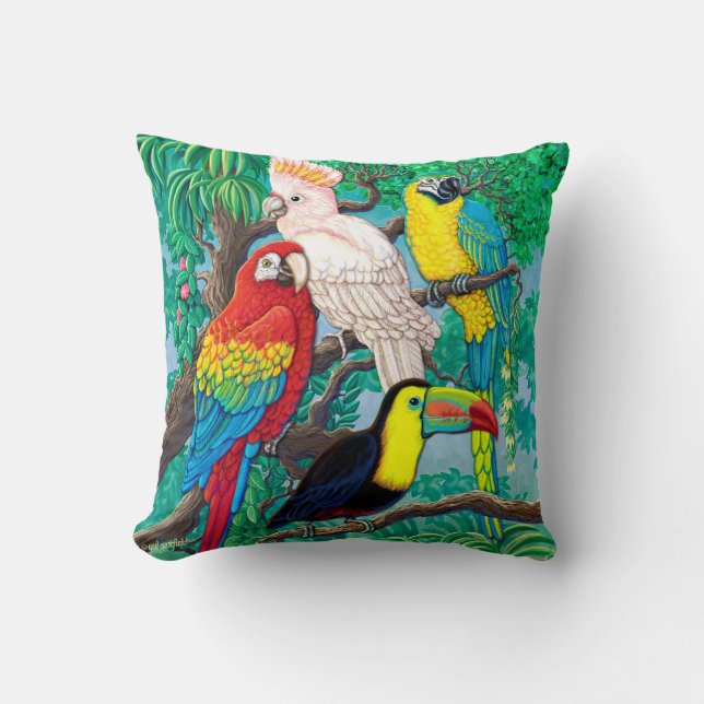Tropisches Vogel-Kissen Kissen (Vorderseite)