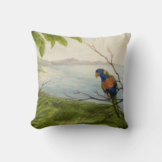 Tropisches Vogel-Wurfs-Kissen Kissen (Vorderseite)