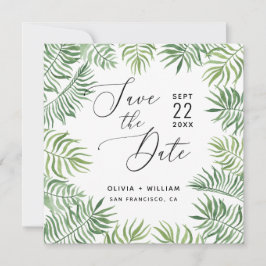 Tropisches Wasser. Palmenhochzeit Save The Date