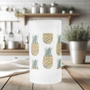 Tropisches Wasserfarben-Ananas-Nahtloses Muster Mattglas Bierglas