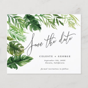 Tropisches Wasserfarben-Laub-Blumen-Save-the-Date Flyer