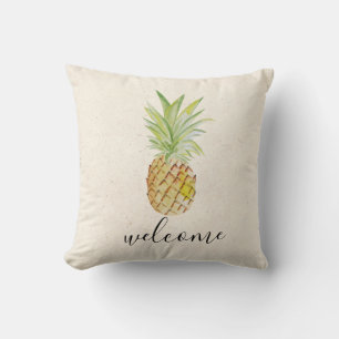 Tropisches Wasserfarbenes Ananas-Willkommen Kissen
