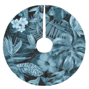 Tropisches Wasserfarbenparadies: Dschungelblüte Polyester Weihnachtsbaumdecke