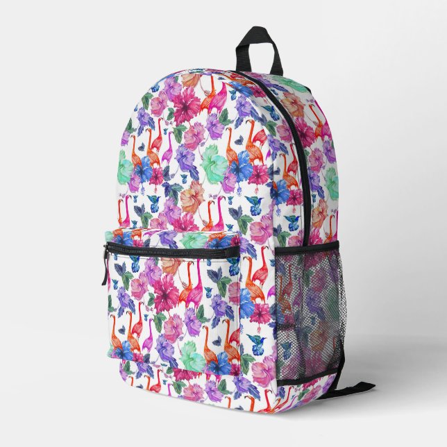 Tropisches Wasserfarbmuster Bedruckter Rucksack (Rückseitige Ecke Rechts)
