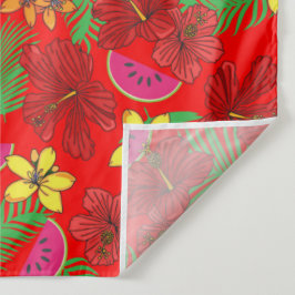 Tropisches Wassermelon Obst und Hibisken Rote Flor Wandteppich