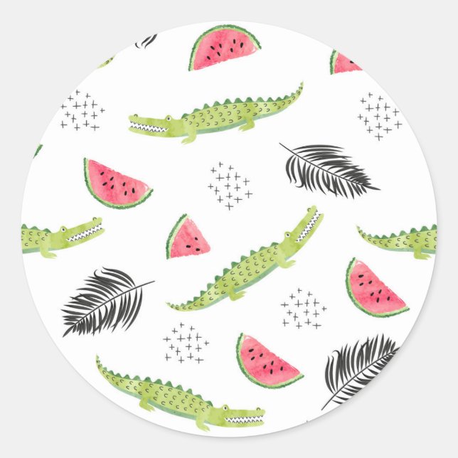 Tropisches Wassermelone-Muster Runder Aufkleber (Vorderseite)