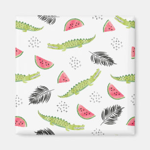 Tropisches Wassermelone-u. Krokodil-Muster Magnet