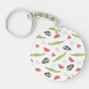 Tropisches Wassermelone-u. Krokodil-Muster Schlüsselanhänger