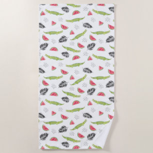 Tropisches Wassermelone-u. Krokodil-Muster Strandtuch