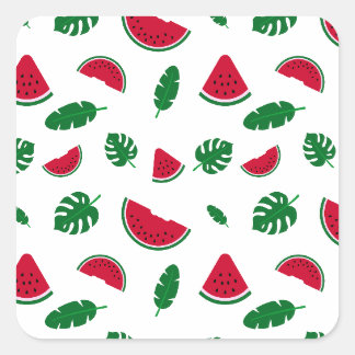 Tropisches Wassermelonen-Sommer-Nahtloses Muster Quadratischer Aufkleber