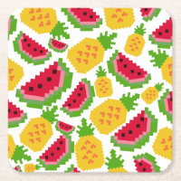 Tropisches Wassermelonen- und Ananas-Pixelmuster