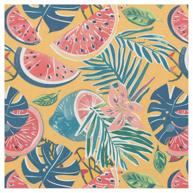 Tropisches Wassermelonmuster Stoff (Nahaufnahme)