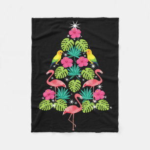 Tropisches Weihnachten Hawaiian Flamingo Xmas Baum Fleecedecke