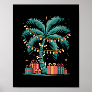 Tropisches Weihnachten Hawaiianischer Santa-Palmen Poster