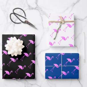 Tropisches Weihnachten im Juli rosa Flamingo-Muste Geschenkpapier Set