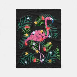 Tropisches Weihnachten Lustiger Rosa Flamingo Hawa Fleecedecke