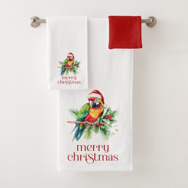 Tropisches Weihnachtsthema Danke Retro Text Badhandtuch Set (Insitu)