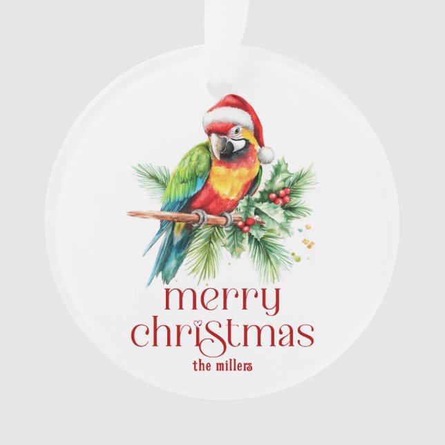 Tropisches Weihnachtsthema Danke Retro Text Ornament (Vorderseite)