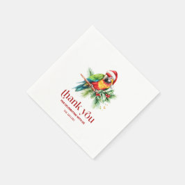 Tropisches Weihnachtsthema Danke Retro Text Serviette