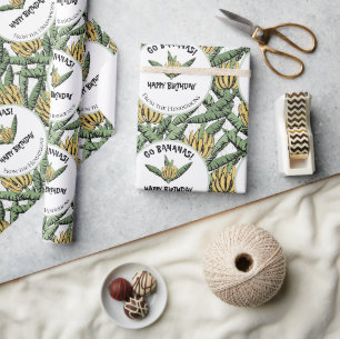 Tropisches Weiß Go Bananas Alles Gute zum Geburtst Geschenkpapier