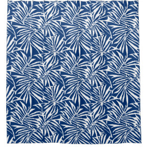 Tropisches weißes und blaues Leaf-Muster Duschvorhang