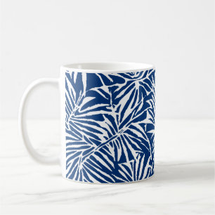 Tropisches weißes und blaues Leaf-Muster Kaffeetasse
