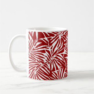 Tropisches weißes und rotes Leaf-Muster Kaffeetasse