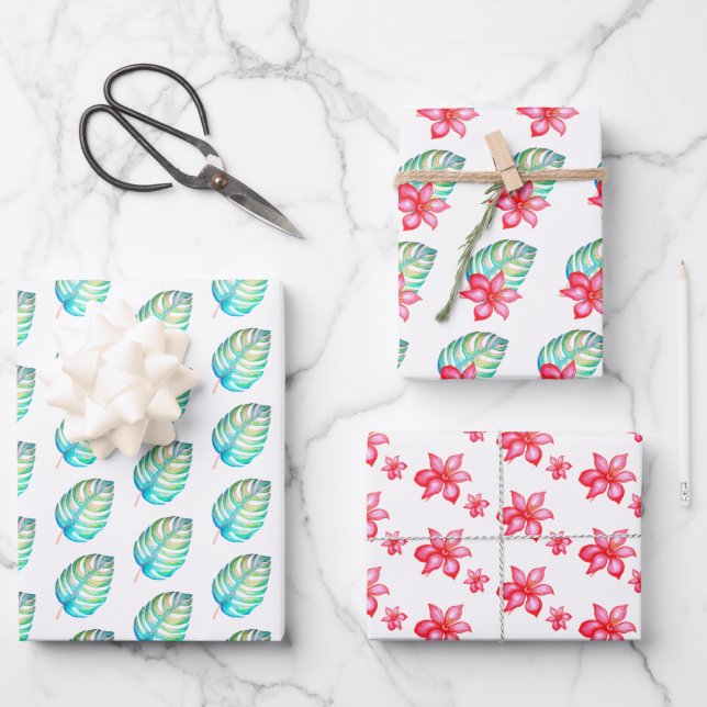 Tropisches Wrapping Paper Set 3 Geschenkpapier Set (Vorderseite)