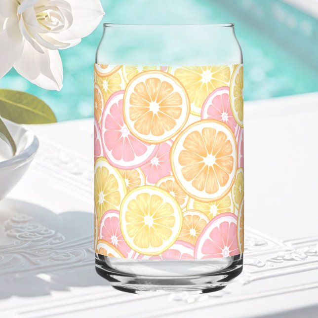 Tropisches Zitrusfrüchtemuster Sommerfarben Dosenglas (Tropical Citrus Fruit Pattern Summer Colorful Can Glass)