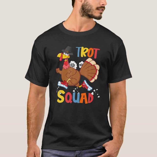 Trot Squad Funny Running Türkei Pilgrim Kostüm Ru T-Shirt (Vorderseite)