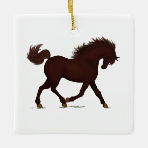 Troton Brown Horse Pony Personalisiert Weihnachten Keramikornament