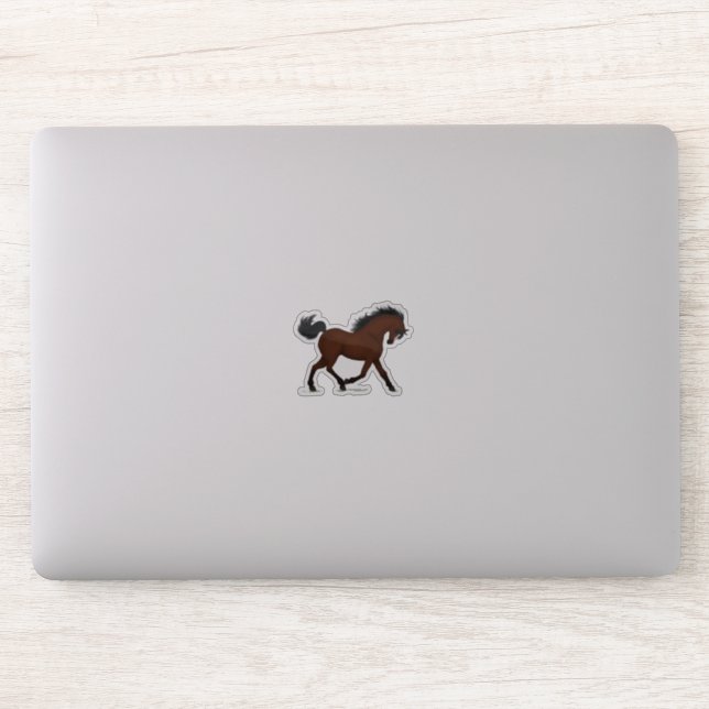 Trotting Bay Pferd mit Blaze Pony Reittier Aufkleber (Computer)