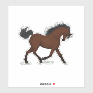 Trotting Bay Pferdepony mit Blaze Reittier Aufkleber